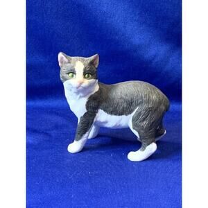 Princeton Gallery Bisque Porcelain Black and White Lynx Cat